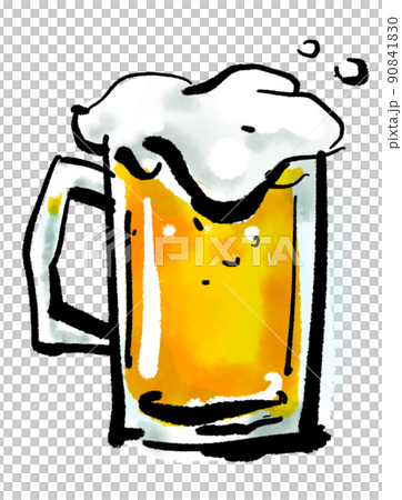 「ビール」の手書きイラスト（筆書き墨絵風） 90841830