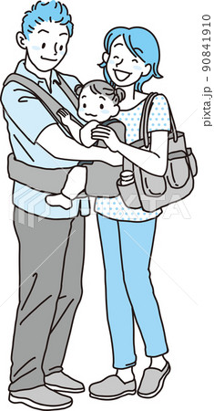抱っこ紐パパママ全身像_シアン 90841910