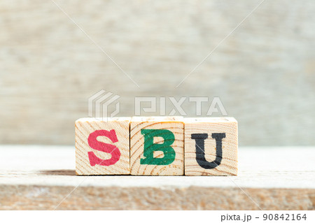 Alphabet letter block in word SBU (Abbreviation of Strategic business unit) on wood background Alphabet letter block in word SBU (Abbreviation of Strategic business unit) on wood background 90842164