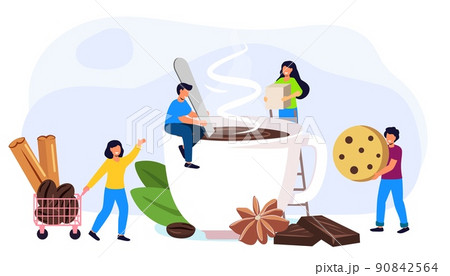 Coffee time Energetic tasty beverage for breakfast Tiny people Coffee time Energetic tasty beverage for breakfast Tiny people 90842564