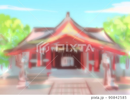 アバウトな神社の背景 ぼかしのイラスト素材