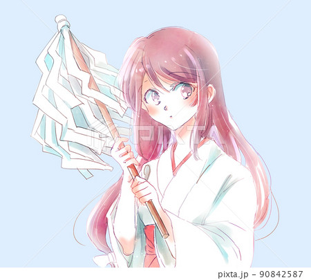 御幣を持っている巫女さん 御幣を持っている巫女さん 90842587