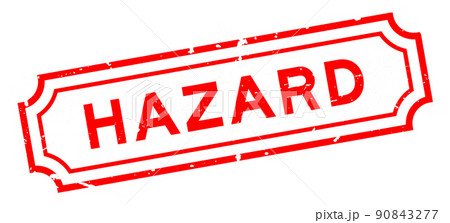 Grunge red hazard word rubber seal stamp on white background Grunge red hazard word rubber seal stamp on white background 90843277