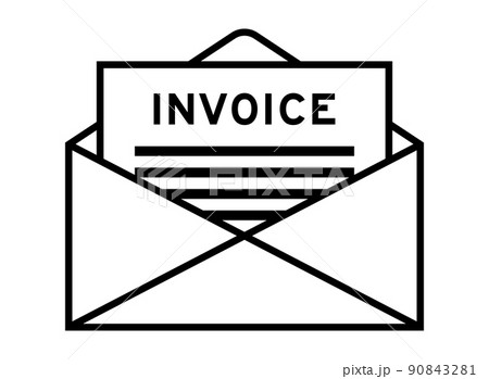 Envelope and letter sign with word invoice as the headline Envelope and letter sign with word invoice as the headline 90843281