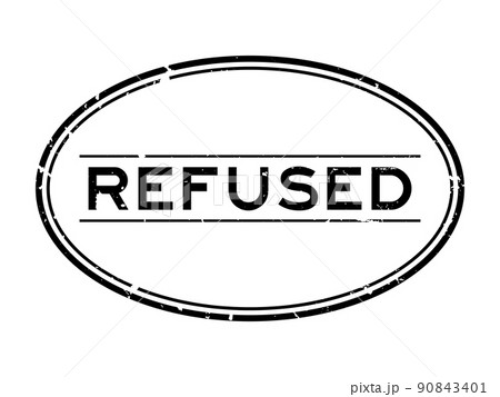 Grunge black refused word oval rubber seal stamp on white background Grunge black refused word oval rubber seal stamp on white background 90843401