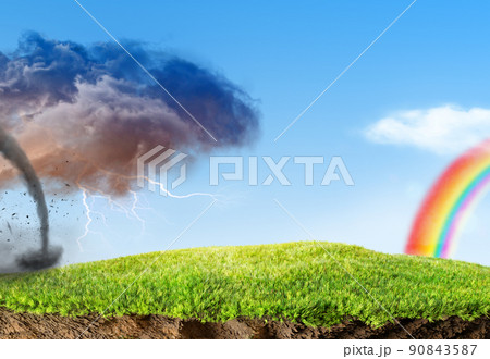 good and bad weather concept 3D illustration good and bad weather concept 3D illustration 90843587