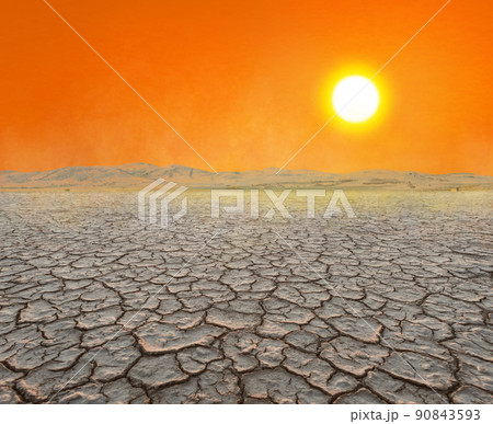 dry cracked dirt in desert landscape, drought in nature dry cracked dirt in desert landscape, drought in nature 90843593