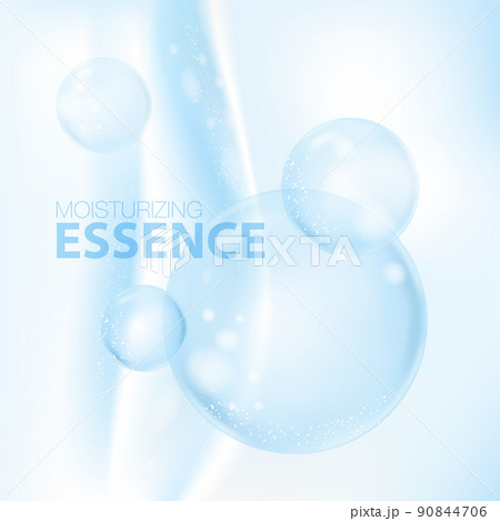 Moisturizing Essence cosmetic products ad, light blue bokeh background with beautiful containers vector illustration 90844706