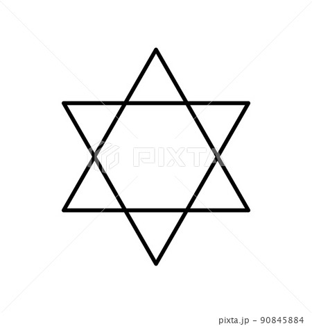 Star line shape. Star consist with triangles. David symbol. Vector isolated on white.	 90845884