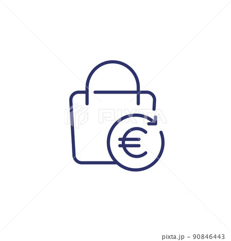 cashback line icon with a bag and euro cashback line icon with a bag and euro 90846443