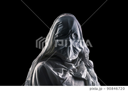 Portrait of a scary ghost isolated on black background with clipping path 90846720