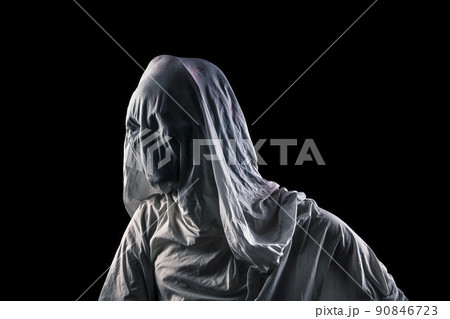 Portrait of a scary ghost isolated on black background with clipping path 90846723