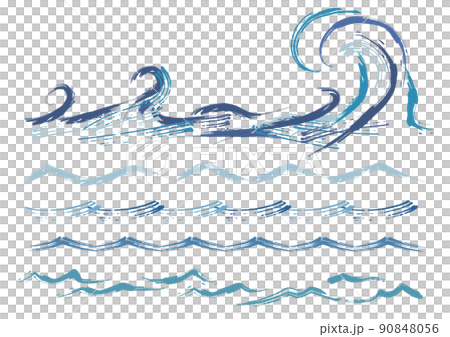 Japanese-style wave material that can be used as a background for Japanese food, big catches, and live fish 90848056