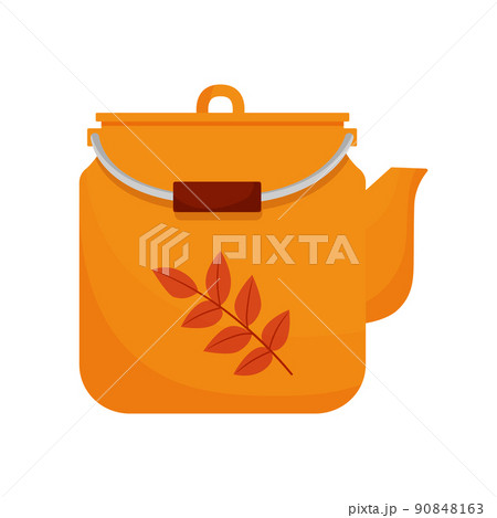 Cartoon kettle in vintage style. Kitchenwere. Vector illustration for autumn design greeting cards, stickers and more. 90848163