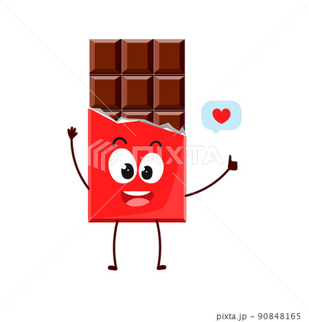 Cute cartoon chocolate shows a like. Vector symbol highlighted on a white background for a mascot, books, postcards and much more. 90848165