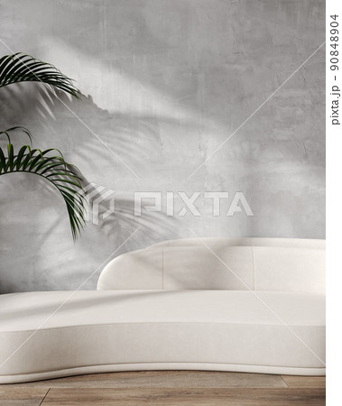 modern living room with sofa and palm leaf, 3d rendering modern living room with sofa and palm leaf, 3d rendering 90848904