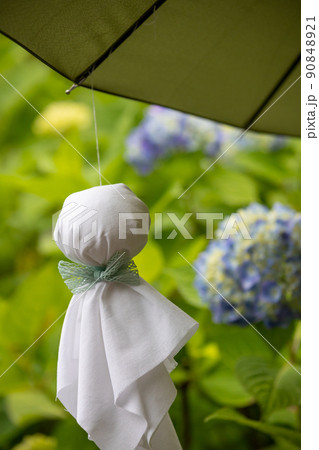 てるてる坊主と紫陽花と傘 てるてる坊主と紫陽花と傘 90848921