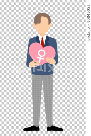 關於性別認同，跨性別者（LGBTQ+），一個有一顆心的初中和高中男孩，表明了心臟的性別 90849053