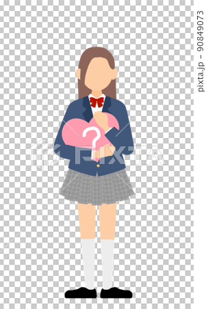 性自認について、心の性別を示すハートを持つ中高生の女の子、クエスチョニング(LGBTQ+) 90849073