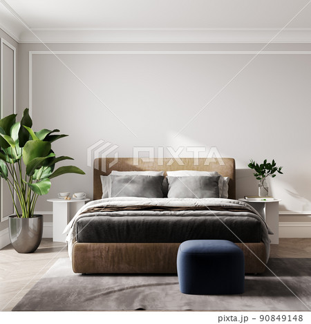 home interior, scandinavian style bedroom mock up, 3d rendering home interior, scandinavian style bedroom mock up, 3d rendering 90849148