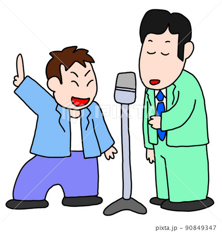 漫才をする男性たちのイラスト素材