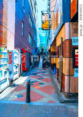秋葉原の路地を歩く人々のイラスト 秋葉原の路地を歩く人々のイラスト 90849952