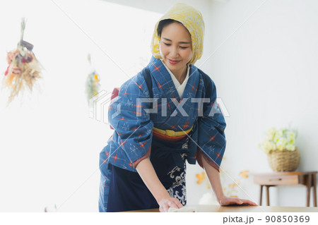 格子模様の小紋　お掃除 90850369