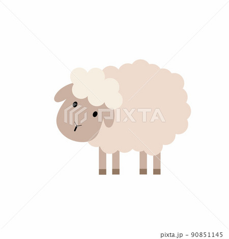 Cute sheep in cartoon style. Children's illustration of a sheep. Vector pet. 90851145