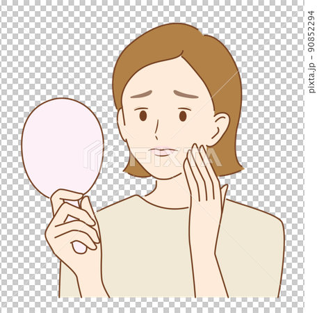 一個擔心在鏡子裡看自己皮膚的女人 90852294