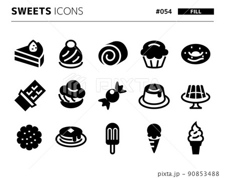 スイーツに関連する塗りつぶしスタイルのアイコンセット_054 スイーツに関連する塗りつぶしスタイルのアイコンセット_054 90853488