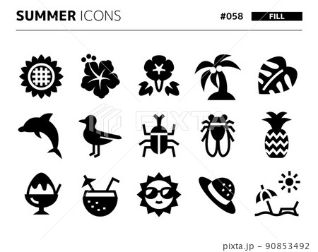 夏に関連する塗りつぶしスタイルのアイコンセット_058 夏に関連する塗りつぶしスタイルのアイコンセット_058 90853492