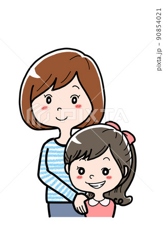 大人の女性と子供の女性のイラスト 90854021