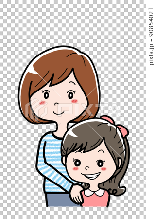 大人の女性と子供の女性のイラスト 90854021