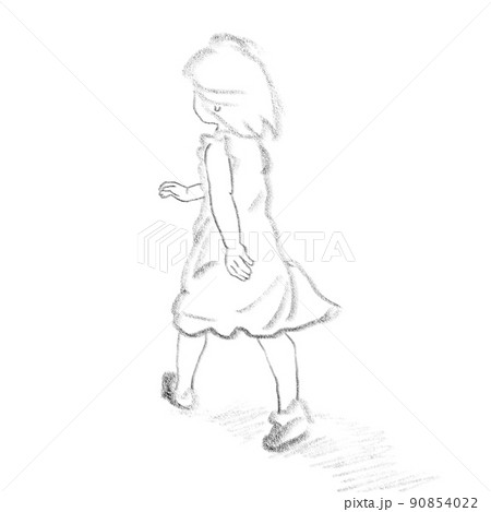 走り去る女の子の後ろ姿のイラストのイラスト素材 [90854022] - PIXTA