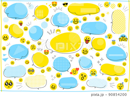 顔文字アイコンが楽しい吹き出しセット 90854200