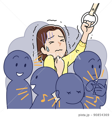 優しいタッチの人ごみが苦手な女性 90854369