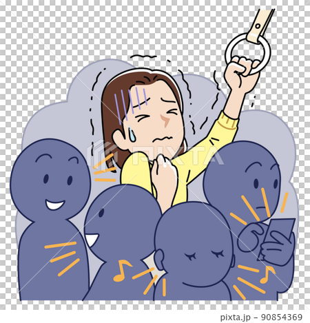 優しいタッチの人ごみが苦手な女性 90854369