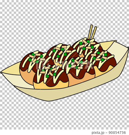 章魚燒的插圖(帶輪廓) 章魚燒的插圖(帶輪廓) 90854736