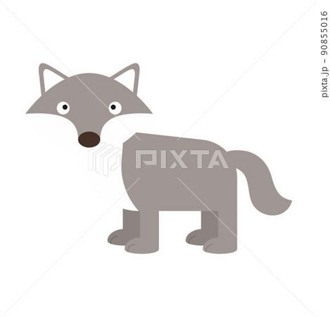 Cute little wolf isolated. Cartoon animal character for kids cards, baby shower, invitation, poster, t-shirt, house decor. Vector stock illustration 90855016