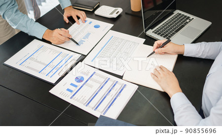 Business concept, Business colleagues planning and analyze strategy of the company together 90855696