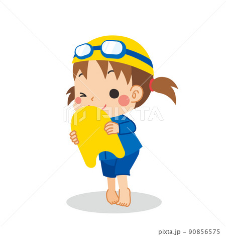 ジェンダーレス水着を着た可愛い小さな女の子のイラスト 白背景 ベクター クリップアート ジェンダーレス水着を着た可愛い小さな女の子のイラスト 白背景 ベクター クリップアート 90856575