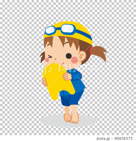 Illustration of a cute little girl in a genderless swimsuit White background vector clip art Illustration of a cute little girl in a genderless swimsuit White background vector clip art 90856575