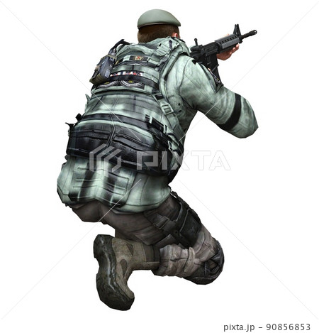 Soldier with a machine gun isolated white background 3d illustration Soldier with a machine gun isolated white background 3d illustration 90856853