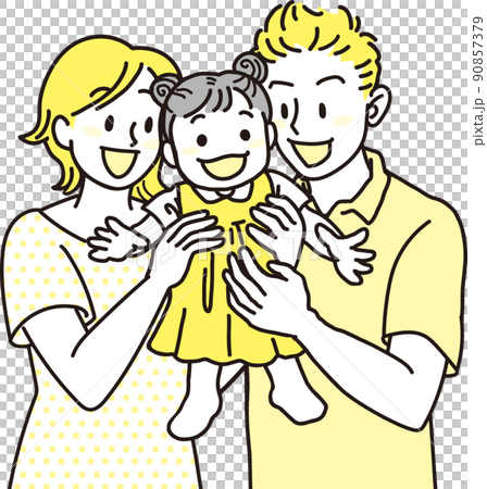 爸爸媽媽女孩寶寶中間_上身形象_黃色 90857379