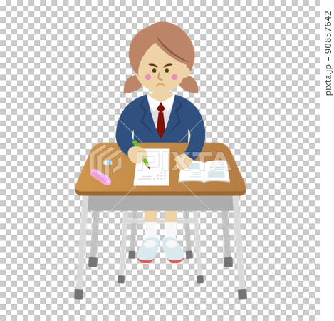試験勉強を必死に頑張る学生のイラストイメージ 90857642