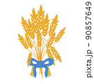 Wheat with ukranian flag National symbols of Ukraine. 90857649