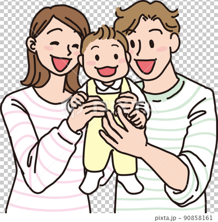 爸爸媽媽男孩寶寶中間_上半身形象 90858161