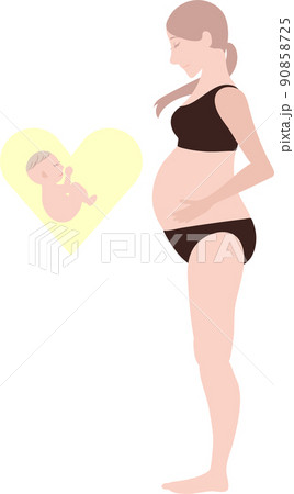 大きなお腹の母親と赤ちゃん 大きなお腹の母親と赤ちゃん 90858725