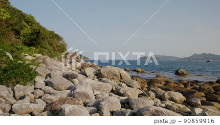 Rock Stone sand beach in Lantau island 90859916