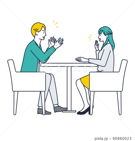 会話が盛り上がる男女のイラスト素材 90860023